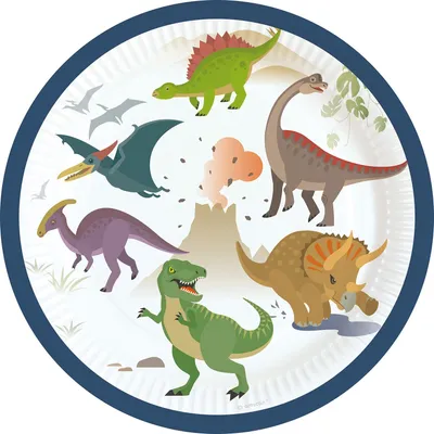Image de 8 petites assiettes Joyeux dinosaures