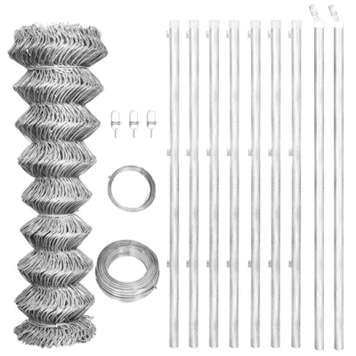 Image de Vidaxl -Netzzaun mit Polen 15x1 M zinc-plated Stahl Silber gefärbt