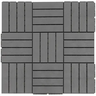 Productafbeelding van Outsunny set van 9 terrastegels voor balkon of terras, 30 x 30 cm, kunststof, donkergrijs