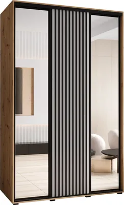 Produktbild von MEBLE KRYSPOL Sapporo 2 Schrank mit 3 Schiebetüren  - 205,2x160x60 cm - Artisan Weiß Schwarz