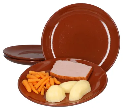 Zdjęcie produktu dla zestaw 4 glinianych talerzy do ciasta Ø 23 cm Śródziemnomorskie 4 osoby Średniowieczna sałatka deserowa