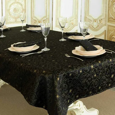 Tischdecke, schmutzabweisend, schwarz-gold, 150x400 cm