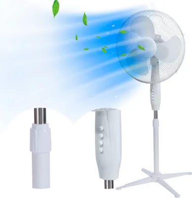 Produktbild von EXTRALINK Standventilator, Ventilator mit 3 Geschwindigkeitsstufen Durchmesser 40 cm Höhenverstellbar, leiser Ventilator, 3 Rotorblätter, Bodenventilator 45W Leistung, Luftkühler Lüfter Weiß