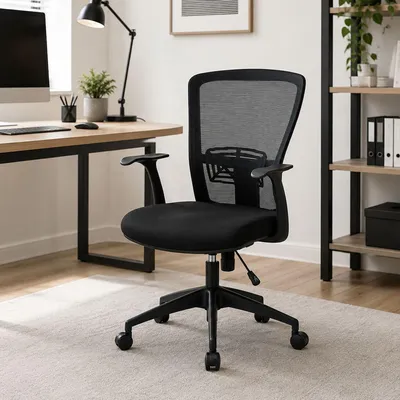 Image de Barzio - Chaise à roulettes, noire, réglable