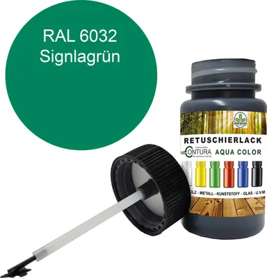 Produktbild von Reparaturlack Lackstift RAL Lack Pinselflasche 50ml. Farbe Holz Metall Möbel Auto Bad Retuschierlack - RAL 6032 Signalgrün