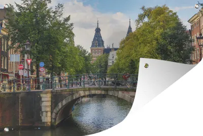 Produktbild von MuchoWow® 60x40 cm Outdoor-Poster Gartendeko Sichtschutz Garten Poster für den Garten  Brücke über die Prinsengracht in Amsterdam