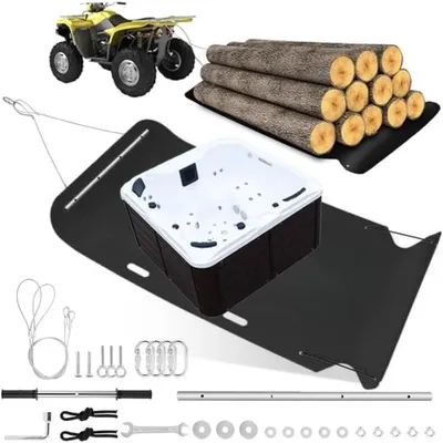 Obrázek produktu pro Robustní kluzák z HDPE pro těžké náklady – transportní kluzák – 120 × 280 cm – nosnost 1200 kg – s tažným lanem – vhodný pro dřevo, stavební suť a zemědělské stroje – černý