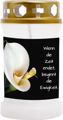 Produktbild von Grabkerze Weiß, Brenndauer: 40 Stunden, Motiv: Calla