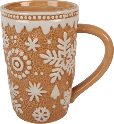 Zdjęcie produktu dla Kubek Clayre & Eef 575 ml Brązowe ceramiczne płatki śniegu