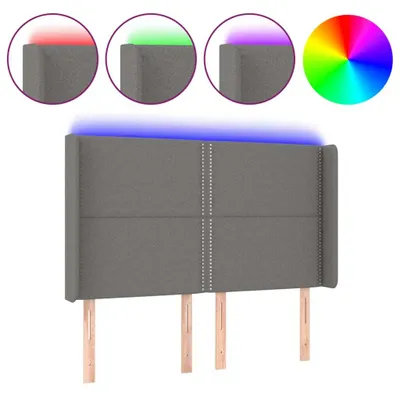 Produktbild von vidaXL LED Kopfteil Dunkelgrau 147x16x118/128 cm Stoff