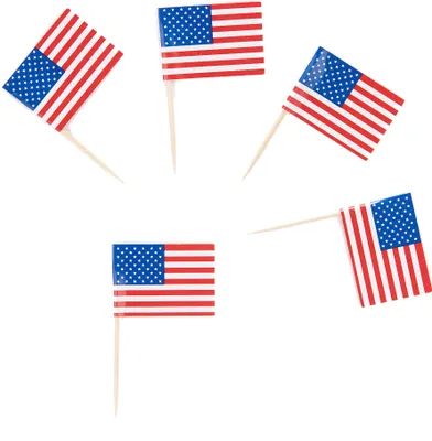 Produktbild von USA Fahnen Zahnstocher-Set 30 Stück blau-weiss-rot - Einheitsgröße