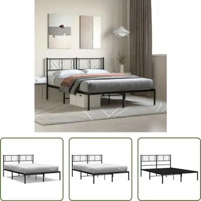 Produktbild von The Living Store Bettgestell mit Kopfteil Metall Schwarz 135x190 cm