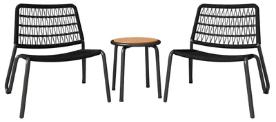 Produktbild von 3-teiliges Gartenset - Balkonset - Gartenmöbel - Gartenmöbel-Set - Handgewebtes Rattan - Tisch aus Akazienholz