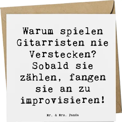 Produktbild von Mr. & Mrs. Panda Grußkarte Spruch Gitarre Improvisation - Weiß - Geschenk, doppelkarte, faltkarte, Klappkarte, Musiker, Instrument, lernen, Musik, Glückwunschkarte, Liebe