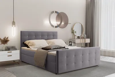 Produktbild von Kaiser Möbel Boxspringbett 160x200 mit bettkasten und matratze+topper, Schlafzimmerbett AMOR Grau