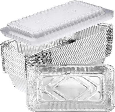 Immagine prodotto di Contenitori in foglio di alluminio, confezione da 25 pezzi, 670 ml - Conservazione duratura degli alimenti - Contenitori di alta qualità per la cottura al forno, in padella e in pentola