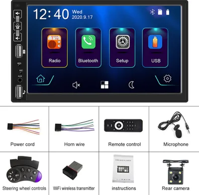 Immagine prodotto di autoradio 2Din 7 pollici HD MP5 Carplay Bluetooth FM Music Player con 4 telecamere luminose
