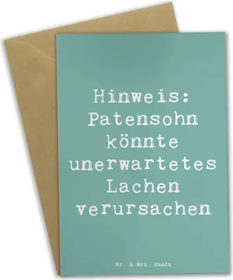 Produktbild von Mr. & Mrs. Panda Grußkarte Spruch Unerwartetes Lachen Patensohn - Meeresbrise - Geschenk, Geschenke, hochzeitskarten, einladungskarten, Freude, Humor, Patenschaft