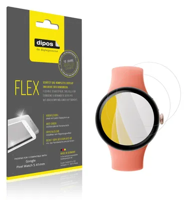 Produktbild von 2x Schutzfolie für Google Pixel Watch 5 41mm Folie, 100% Displayabdeckung, dipos Flex