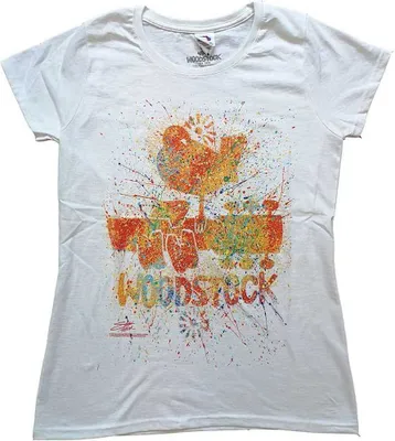 Produktbild von Woodstock - Splatter Damen X-Large T-Shirt - Weiß