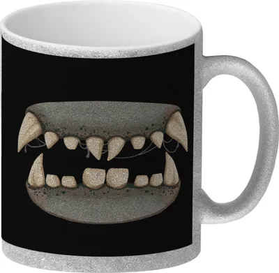 Produktbild von Zombiegebiss Horror Glitzer-Kaffeebecher für Halloween