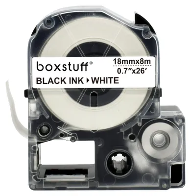 Produktbild von Epson kompatibles LC-5WBN Schriftbandkassette - Schwarz auf weiß - 18mm x 8m - Schriftband