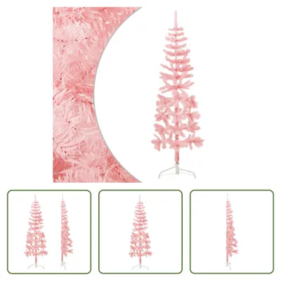 Zdjęcie produktu dla The Living Store Sztuczna pół choinka ze stojakiem Slim Pink 120 cm