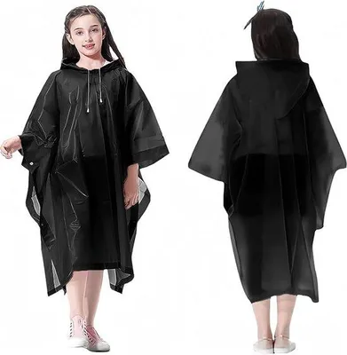 Produktbild von Famanu Regenponcho Kinder, Set von 2 wiederverwendbaren wasserfesten Regencapes mit Kapuze, leicht, atmungsaktiv, Schule und Outdoor