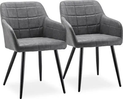 Produktbild von CLIPOP Esszimmerstuhl, 2er Set Retro Kunstleder Sessel, Wohnzimmerstuhl, Hellgrau