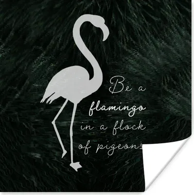 Produktbild von MuchoWow® Poster Flamingo - Vogel - Zitate 30x30 cm - Wandposter - Printing