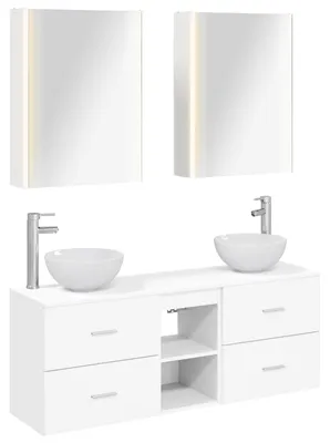 Immagine prodotto di Set di mobili da bagno, 5 pezzi, bianco, 53 x 15,5 x 70 cm