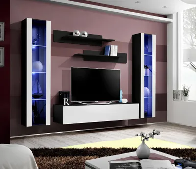 Image de Meuble mural design Meuble TV en bois Étagères murales Meubles de salon Style moderne