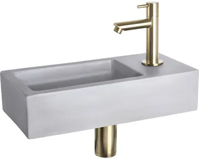 Obrázek produktu pro Umývátko Ravo beton matná zlatá 38,5x18,5x9 cm umyvadlová baterie 2