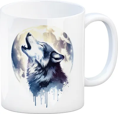 Produktbild von Wolf im Mondschein Kaffeebecher