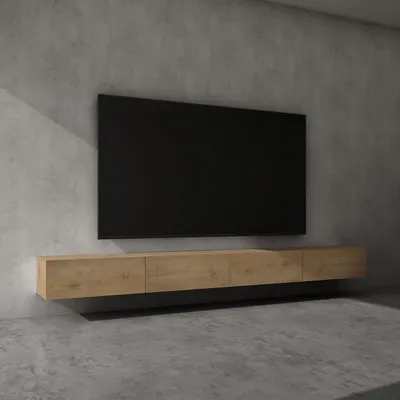 Immagine prodotto di doporro Mobile Porta TV Sospeso 320 cm con 4 Ante Marrone Chiaro, Credenza Bassa da Soggiorno Salotto, Madia Consolle per TV Fernsehschrank02