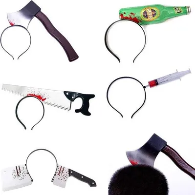 Obrázek produktu pro Čelenky na Halloween, 5 kusů - děsivá dekorace - realistický design - ideální na kostýmní party