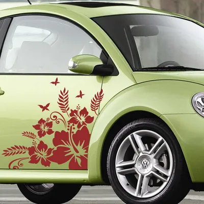 Produktbild von Aufkleber - Autoaufkleber-Set "Hibiskus Ranke" 2 Stk. je 60cm x 60cm dunkelrot - Tuning Carystyling Heckscheibe Auto