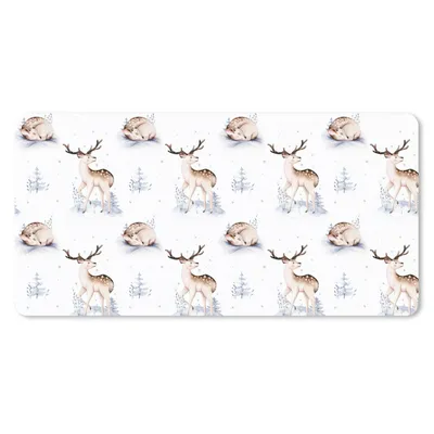 Produktbild von MuchoWow® Mauspad Mousepad Winter - Hirsche - Muster - Weiß 60x30 cm - Mousepads - Maus Mat - Pad - Mausunterlage - Nachhaltig