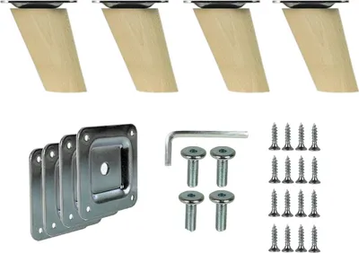 Produktbild von Holzfüße schräg 6 cm Holzmöbelfüße Möbelbeine Buche Holz Möbelfüße Schrank Beine Kegel 4 Stück