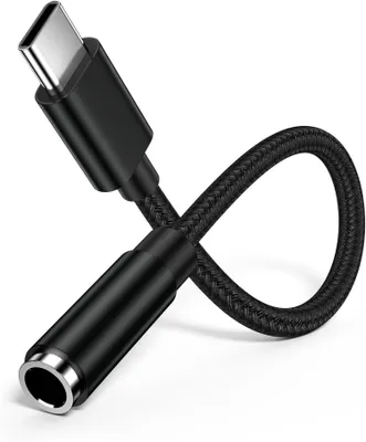 Produktbild von USB Type C auf 3.5 mm Klinkenbuchse Audio AUX Adapter Kopfhörer Klinke Buchse Audio Kabel Audiokabel für Samsung iPhone 17/16/15 Pro Max Schwarz