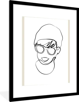 Produktbild von MuchoWow® Gerahmtes Poster Frauen - Minimalismus - Linienkunst 60x80 cm - Poster mit Schwarzem Bilderrahmen Wandposter Rahmen Foto Bilder - Wohnzimmer - Dekorationen - Prämie