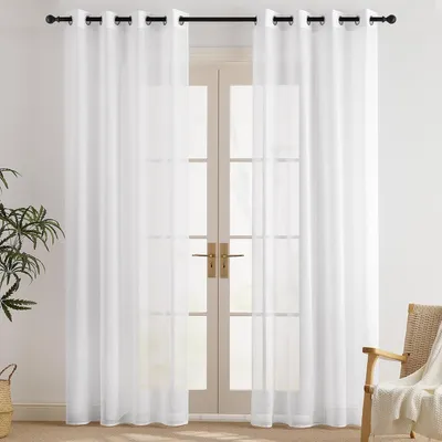 Immagine prodotto di Tende trasparenti bianche per finestre, set di 2 pannelli, 140 x 200 cm, con passanti per tenda