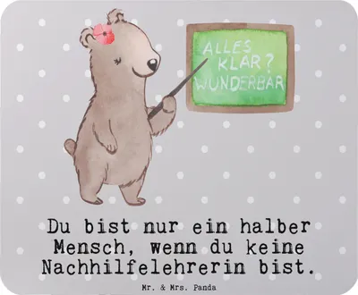 Produktbild von Mr. & Mrs. Panda Mousepad Nachhilfelehrerin Herz - Grau Pastell - Geschenk, Lustig, Mauspad, Spruch, Mouse Pad, Nachhilfeunterricht, mousematte, laptop, Witzig, pc