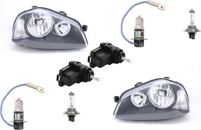 Produktbild von Scheinwerfer passend für Seat Arosa 00-04 + H7 H3 Satz Links Rechts + Stellmotor 6H1941029 6H1941030 1J0941295B 1J0941295F 9948336 1J0941295C 6 Johns
