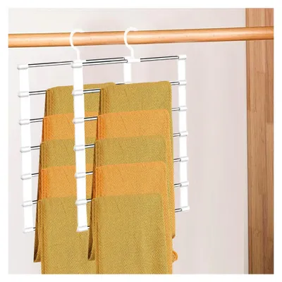 Produktbild von Holoras 2 Stück platzsparende Hosenbügel, faltbare Mehrstöckige Kleiderbügel für Hosen, Schals, Jeans, Kleidung und Handtücher
