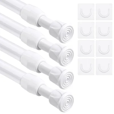 Teleskop-Gardinenstange 4er-Set 40-70 cm Ø13 mm weiß