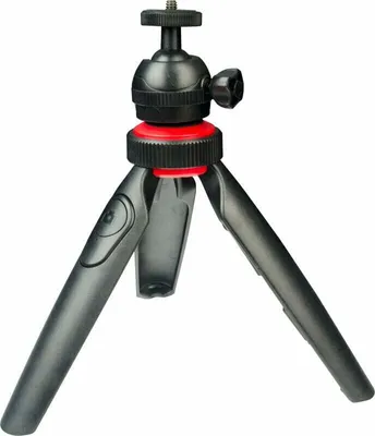 Produktbild von DigiPower TP-ACT5 - Abnehmbares Bluetooth-Fernbedienungsstativ für Mobiltelefone, Action-Kameras und DSLR-Kameras, schwarz