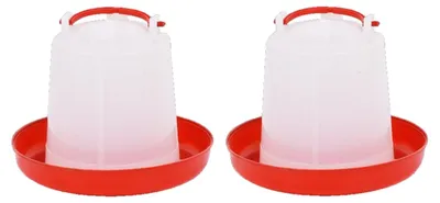 2er-Set Hühner-Tränke 1,5 l, PP, rot – Geflügel-Wasserspender