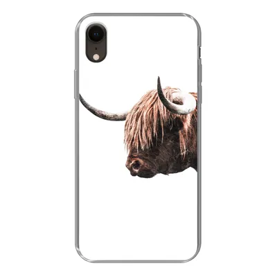 Produktbild von MuchoWow® Handyhülle Schutzhülle Hülle für iPhone XR Schottischer Highlander - Hoorn - Porträt Silikon Softcase Handy Hülle - Schutzdeckel