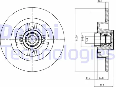Produktbild von 2x DELPHI Bremsscheibe BG9032RS für RENAULT SCÉNIC II (JM0/1_) 80 7mm 270mm